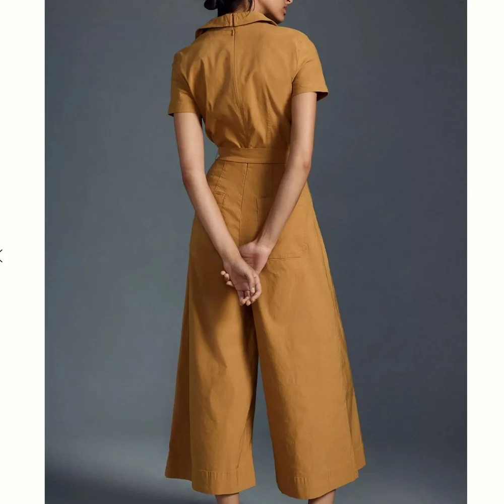 Maeve Faux-Wrap Short-Sleeve Culotte Jumpsuit - Picture 2 of 3